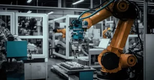 A robot arm working in a factory environment